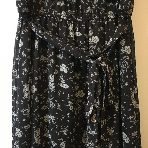 Retro Floral Boho Ruffle Collar Sleeveless Belted Dress - Picture 6 of 16